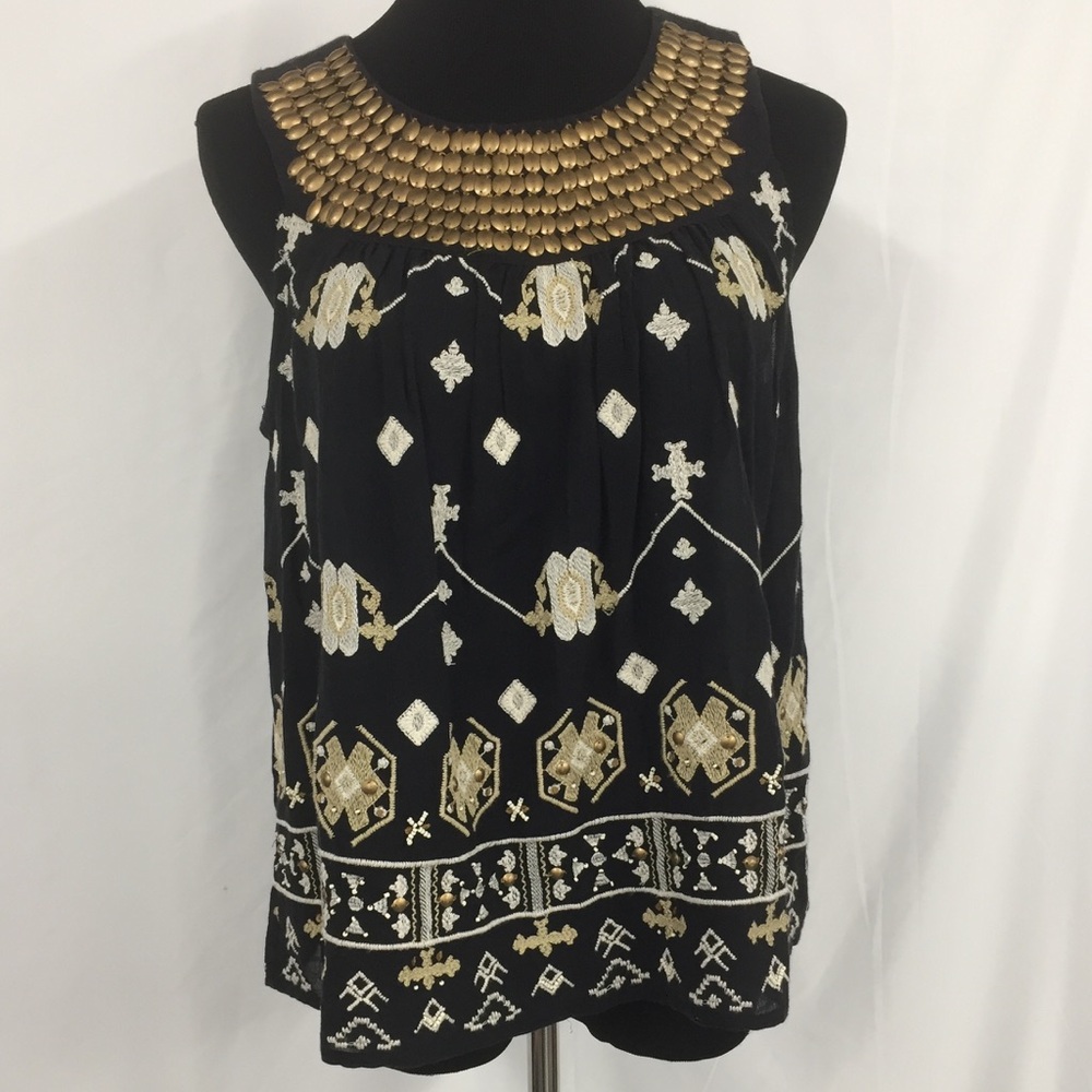 BLACK GOLD EMBROIDERED TOP‎